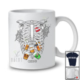 Personalized Custom Name Skeleton Rib Cage With Bourbon Inside; Joyful Halloween X-Ray Drinking T-Shirt