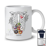 Personalized Custom Name Skeleton Rib Cage With Donut Inside; Joyful Halloween X-Ray Food T-Shirt