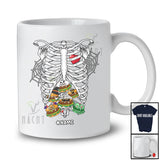 Personalized Custom Name Skeleton Rib Cage With Hamburger Inside; Joyful Halloween X-Ray Food T-Shirt