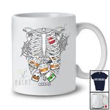 Personalized Custom Name Skeleton Rib Cage With Rum Inside; Joyful Halloween X-Ray Drinking T-Shirt
