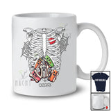 Personalized Custom Name Skeleton Rib Cage With Sausage Inside; Joyful Halloween X-Ray Food T-Shirt