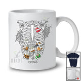 Personalized Custom Name Skeleton Rib Cage With Whiskey Inside; Joyful Halloween X-Ray Drinking T-Shirt