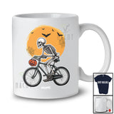 Personalized Custom Name Skeleton Riding Bicycle; Humorous Halloween Moon Candy Pumpkin T-Shirt