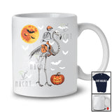 Personalized Custom Name Skeleton Riding Flamingo Bones; Joyful Halloween Flamingo Racing T-Shirt
