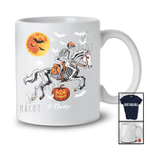 Personalized Custom Name Skeleton Riding Horse Bones; Joyful Halloween Horse Racing T-Shirt