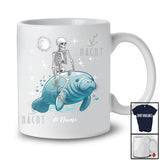 Personalized Custom Name Skeleton Riding Manatee; Humorous Halloween Skeleton Skull Animal T-Shirt