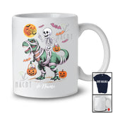 Personalized Custom Name Skeleton Riding T-Rex Mummy; Scary Halloween Dinosaur Cosplay; Family T-Shirt