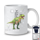 Personalized Custom Name Skeleton Riding T-Rex; Humorous Halloween Skeleton Skull Dinosaur T-Shirt