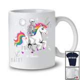 Personalized Custom Name Skeleton Riding Unicorn; Humorous Halloween Skeleton Skull Unicorn T-Shirt
