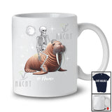 Personalized Custom Name Skeleton Riding Walrus; Humorous Halloween Skeleton Skull Animal T-Shirt