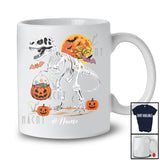 Personalized Custom Name Skeleton T-Rex; Creepy Halloween Moon Pumpkin Candy; Boys Family T-Shirt