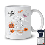 Personalized Custom Name Skeleton T-Rex; Creepy Halloween Pumpkin Candy; Boys Family T-Shirt