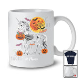 Personalized Custom Name Skeleton Unicorn; Creepy Halloween Moon Pumpkin Candy; Girls Family T-Shirt