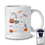 Personalized Custom Name Skeleton Unicorn; Creepy Halloween Pumpkin Candy; Girls Family T-Shirt