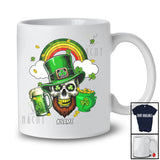 Personalized Custom Name Skull Leprechaun With Rainbow; Amazing St. Patrick's Day Shamrocks T-Shirt