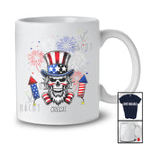 Personalized Custom Name Skull With Fireworks; Amazing 4th Of July Family Patriotic T-Shirt