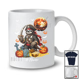 Personalized Custom Name Sloth Pirate; Lovely Halloween Sloth Wild Animal Pumpkin T-Shirt