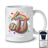 Personalized Custom Name Sloth With Rainbow Sunglasses; Awesome LGBTQ Pride Gay Flag Sloth T-Shirt