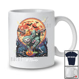 Personalized Custom Name Sloth Zombie With Pumpkin Candy; Scary Halloween Moon Sloth T-Shirt