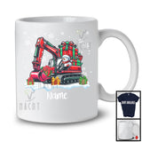 Personalized Custom Name Snowman Driving Excavator, Adorable Christmas Rider, X-mas Team T-Shirt