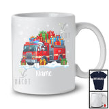 Personalized Custom Name Snowman Driving Fire Truck, Adorable Christmas Rider, X-mas Team T-Shirt