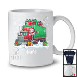 Personalized Custom Name Snowman Driving Truck, Adorable Christmas Rider, X-mas Team T-Shirt