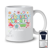 Personalized Custom Name Social Worker; Lovely Back To School Flowers Coquette Family T-Shirt