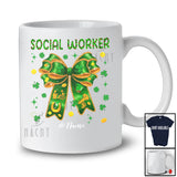 Personalized Custom Name Social Worker; Lovely St. Patrick's Day Bow Tie Leprechaun; Shamrock T-Shirt