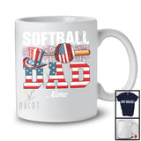 Personalized Custom Name Softball Dad, Proud 4th Of July USA Flag Sport, Patriotic Family T-Shirt