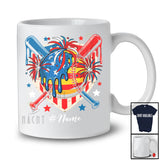 Personalized Custom Name Softball Drip; Amusing 4th Of July Ice Cream US Flag; Patriotic T-Shirt