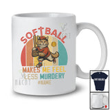 Personalized Custom Name Softball Mom Makes Me Feel Less Murdery; Lovely Vintage Family T-Shirt