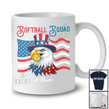 Personalized Custom Name Softball Squad; Joyful 4th Of July Eagle Softball Player; Patriotic T-Shirt