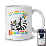 Personalized Custom Name Sound Gay Count Me In; Joyful LGBTQ Pride Raccoon Flag Feral Animal T-Shirt