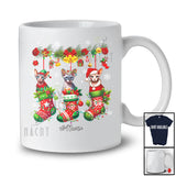 Personalized Custom Name Sphynx Cat In Three Christmas Socks; Lovely X-mas Lights Snow T-Shirt