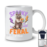 Personalized Custom Name Spooky And Feral; Lovely Halloween Raccoon Raccoon Eating Donut T-Shirt