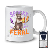 Personalized Custom Name Spooky And Feral; Lovely Halloween Raccoon Raccoon Eating Pizze T-Shirt
