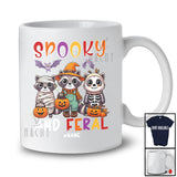 Personalized Custom Name Spooky And Feral; Lovely Halloween Three Raccoon Mummy Witch T-Shirt
