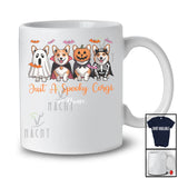 Personalized Custom Name Spooky Corgi; Horror Halloween Boo Pumpkin Skeleton Cosplay T-Shirt