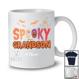 Personalized Custom Name Spooky Grandson; Creepy Halloween Spider Web Boo Pumpkin; Family T-Shirt