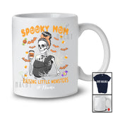 Personalized Custom Name Spooky Mom Raising Little Monsters; Scary Halloween Skeleton Family T-Shirt
