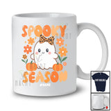 Personalized Custom Name Spooky Season; Lovely Halloween Preppy Boo Ghost Bow Tie T-Shirt