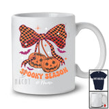 Personalized Custom Name Spooky Season; Scary Halloween Coquette Bow Tie Pumpkins T-Shirt