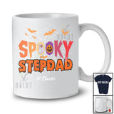 Personalized Custom Name Spooky Stepdad; Creepy Halloween Spider Web Boo Pumpkin; Family T-Shirt