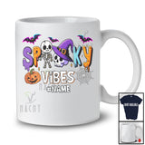 Personalized Custom Name Spooky Vibes; Adorable Halloween Skeleton Skull Witch; Family T-Shirt