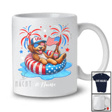 Personalized Custom Name Sproodle Drinking On Float Beach; Joyful 4th Of July Patriotic T-Shirt