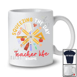 Personalized Custom Name Squeezing The Day; Lovely Back To School Tools Pencils; Teacher T-Shirt