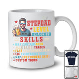 Personalized Custom Name Stepdad Level Unlocked Skills, Awesome Father's Day Beer Drinking T-Shirt