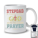 Personalized Custom Name Stepdad is Connecting to God Prayer; Lovely Father's Day Cross; Vintage T-Shirt