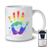 Personalized Custom Name Stop Hand Rainbow; Awesome LGBTQ Pride Support Gay Flag Hearts T-Shirt