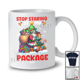 Personalized Custom Name Stop Staring At My Package; Amusing Christmas Lights Santa Family T-Shirt